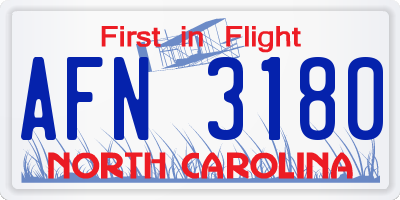 NC license plate AFN3180