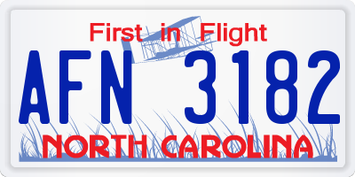 NC license plate AFN3182