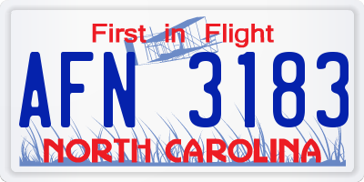 NC license plate AFN3183