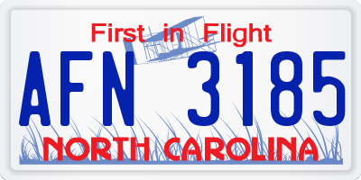 NC license plate AFN3185