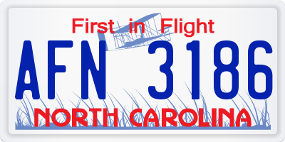 NC license plate AFN3186