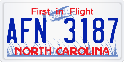NC license plate AFN3187