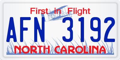 NC license plate AFN3192