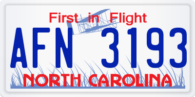 NC license plate AFN3193