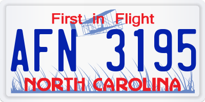 NC license plate AFN3195