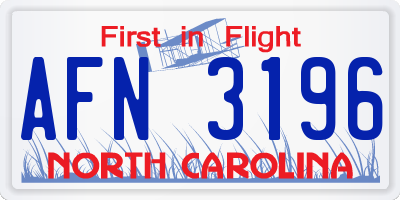 NC license plate AFN3196