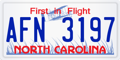 NC license plate AFN3197