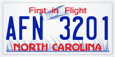 NC license plate AFN3201