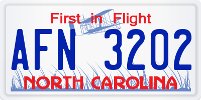 NC license plate AFN3202