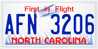 NC license plate AFN3206