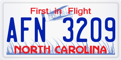 NC license plate AFN3209