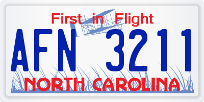 NC license plate AFN3211
