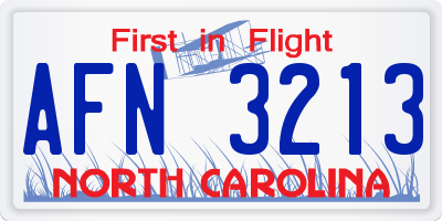 NC license plate AFN3213