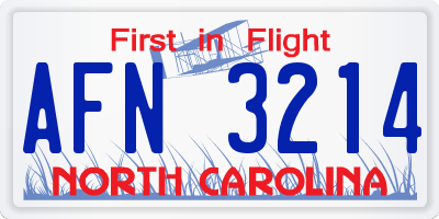 NC license plate AFN3214