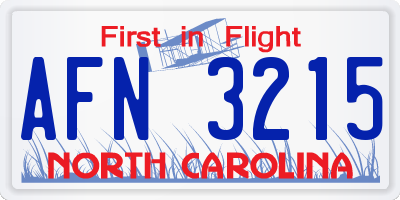 NC license plate AFN3215