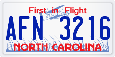 NC license plate AFN3216