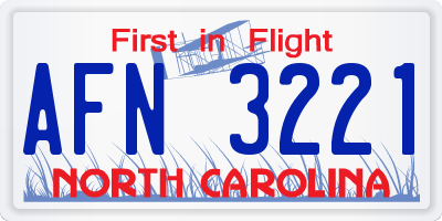 NC license plate AFN3221