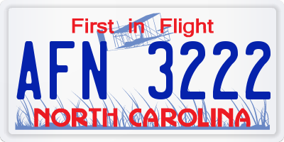 NC license plate AFN3222