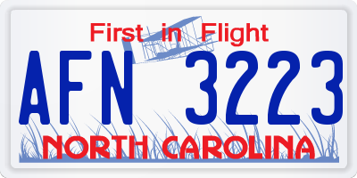 NC license plate AFN3223