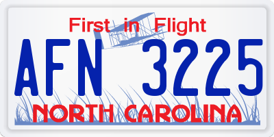 NC license plate AFN3225