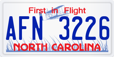 NC license plate AFN3226