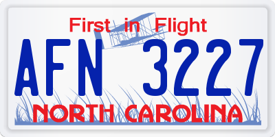 NC license plate AFN3227