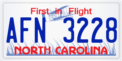 NC license plate AFN3228