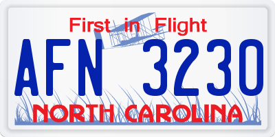 NC license plate AFN3230