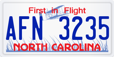 NC license plate AFN3235