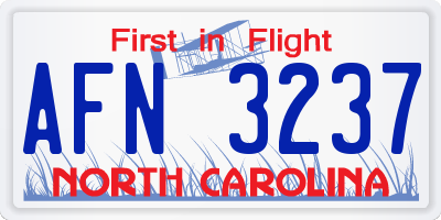 NC license plate AFN3237