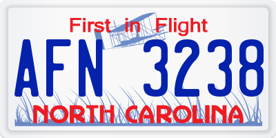 NC license plate AFN3238