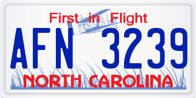 NC license plate AFN3239