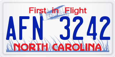 NC license plate AFN3242