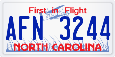 NC license plate AFN3244
