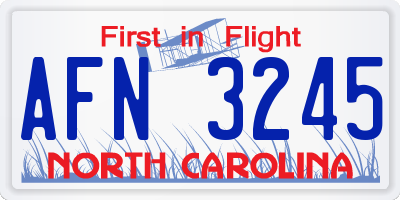 NC license plate AFN3245