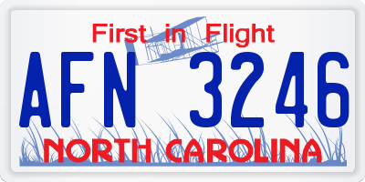 NC license plate AFN3246
