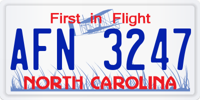 NC license plate AFN3247