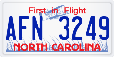 NC license plate AFN3249