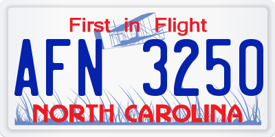 NC license plate AFN3250