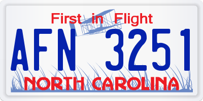NC license plate AFN3251