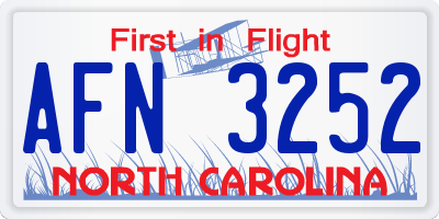 NC license plate AFN3252