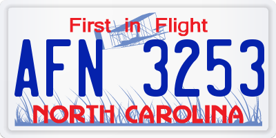 NC license plate AFN3253