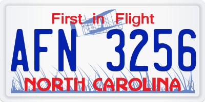 NC license plate AFN3256