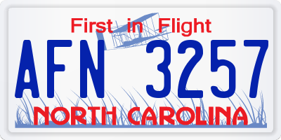 NC license plate AFN3257