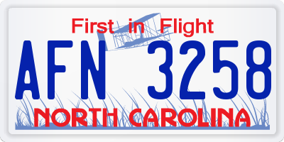 NC license plate AFN3258