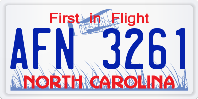 NC license plate AFN3261