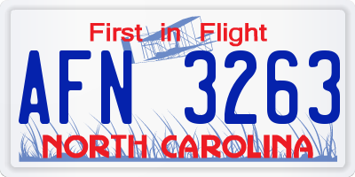 NC license plate AFN3263
