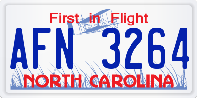 NC license plate AFN3264