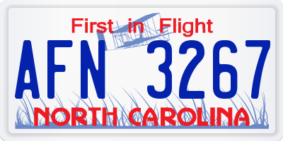 NC license plate AFN3267