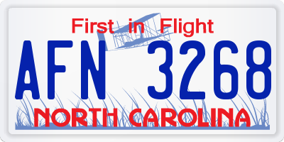 NC license plate AFN3268